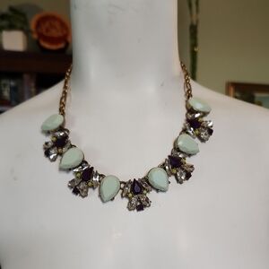 J. Crew Mint and Purple Teardrop Necklace